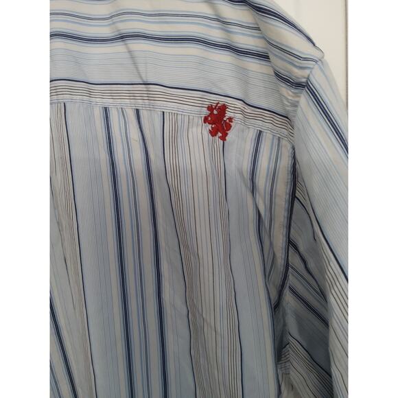 $Y2K Mens XXL Hilfiger Shirt Red Label Button up striped linen/cotton embroidery - Picture 8 of 9
